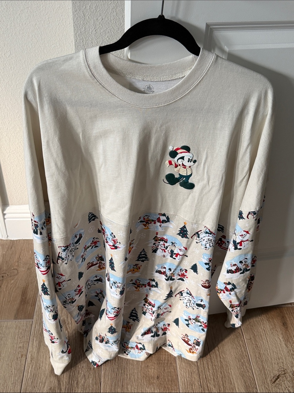 Disney Cream Long Sleeve Holiday Mickey Tee